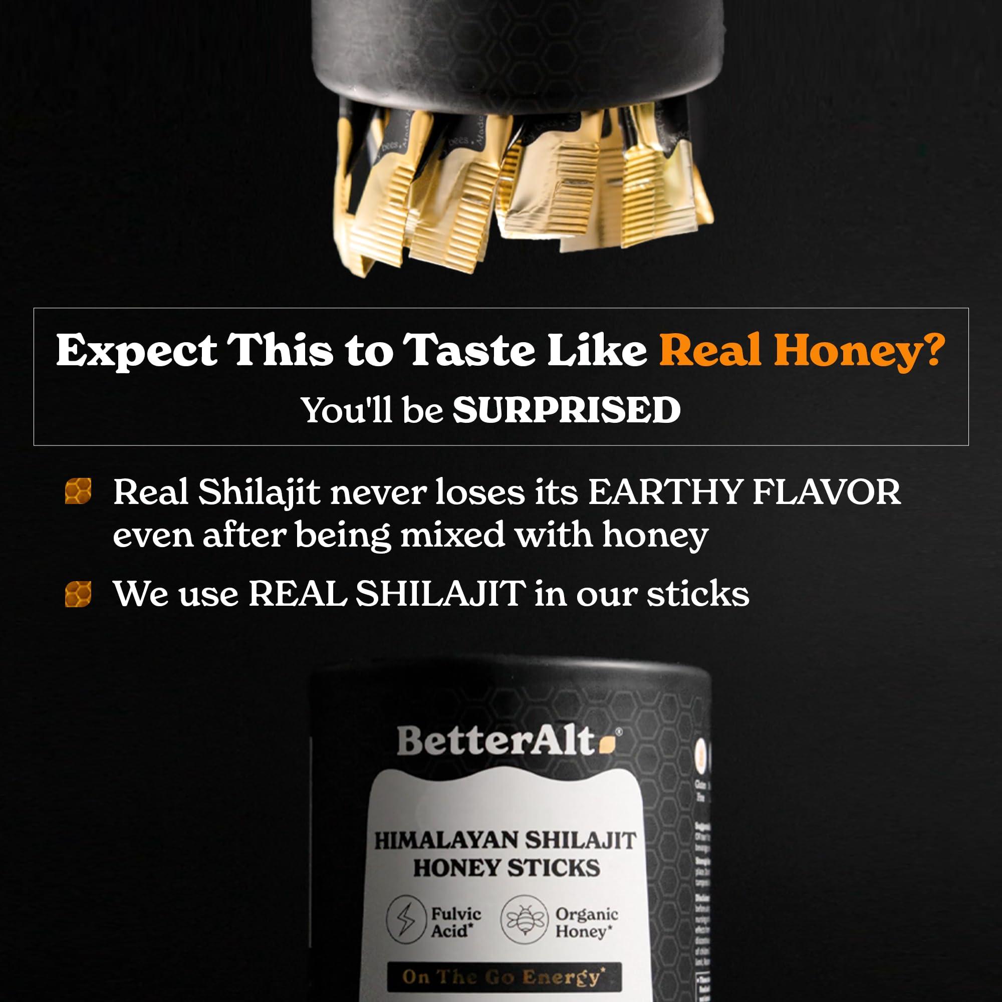 Better Alt Better Alt Pure Himalayan Shilajit Sticks with Organic Honey, Saffron | Easy to Consume Shilajit| 30 Sticks for Energy Boost & Immune Support, 85+ Trace Minerals, 75%+ Fulvic Acid