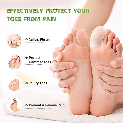 Bukihome Bukihome Gel Big Toe Caps and Protectors - 8 Pack Silicone Toe Protectors with Aloe Vera Extract - Toe Sleeves Cushions for Women & Men - Protect Corns, Blister - Large