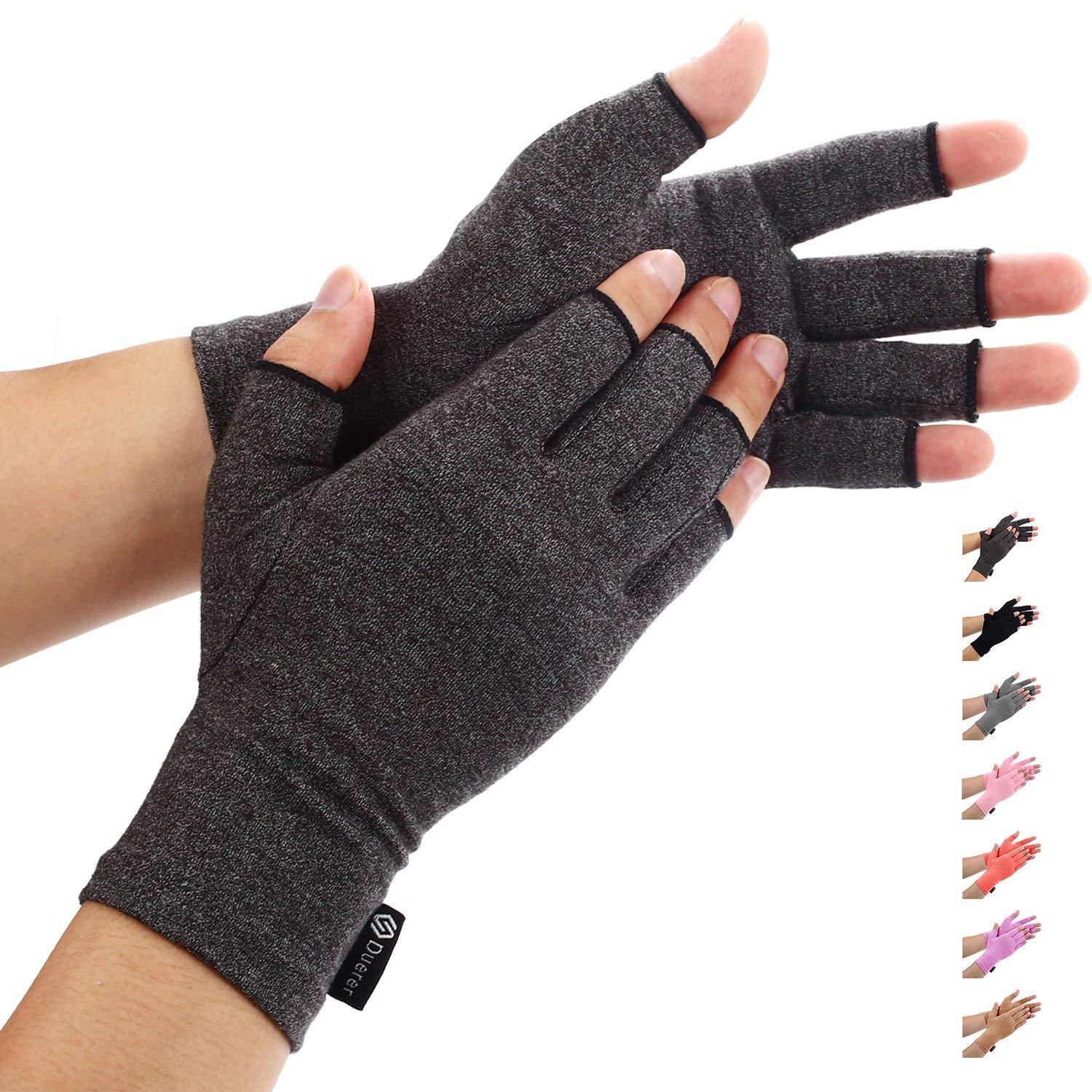 Duerer Duerer Arthritis Gloves, Compression Gloves for Women Men, Carpal Tunnel, Rheumatoid, Tendonitis, Fingerless Hand Thumb, Hand Pain, Fingerless Gloves for Computer Typing and Daily Work