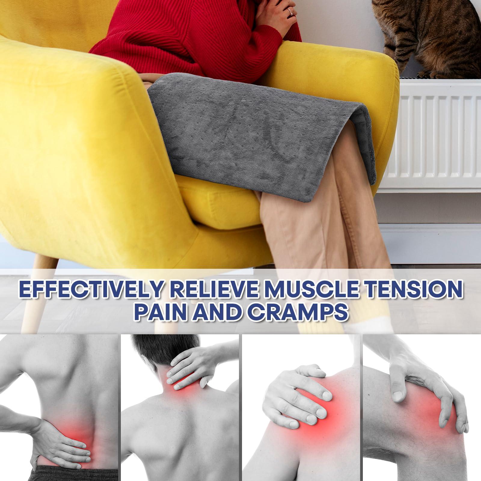 SFIHOME SFIHOME Electric Heating Pad for Shoulders and Back Pain Relief, 20" x 24" Soft Warm Electric Pad for Women, Men, Small Washable Heat Pad with Timer & 6 Heat Setting, Over-Heat Protection, Grey