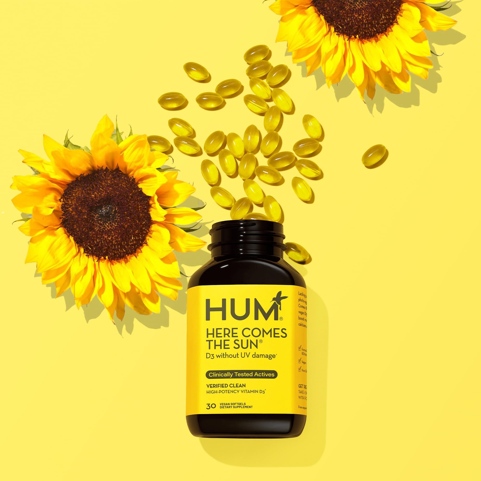 HUM HUM Here Comes The Sun - Immune Supplement with Vitamin D & Calcium for a Healthy Immune System - Supports Radiant Skin, Mood + Bone Health (30-Count)