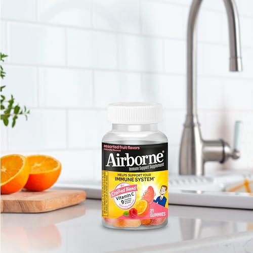 Airborne Airborne 750mg Vitamin C Gummies For Adults, Immune Support Supplement with Powerful Antioxidants Vitamins A C & E - 21 Gummies, Assorted Fruit Flavor