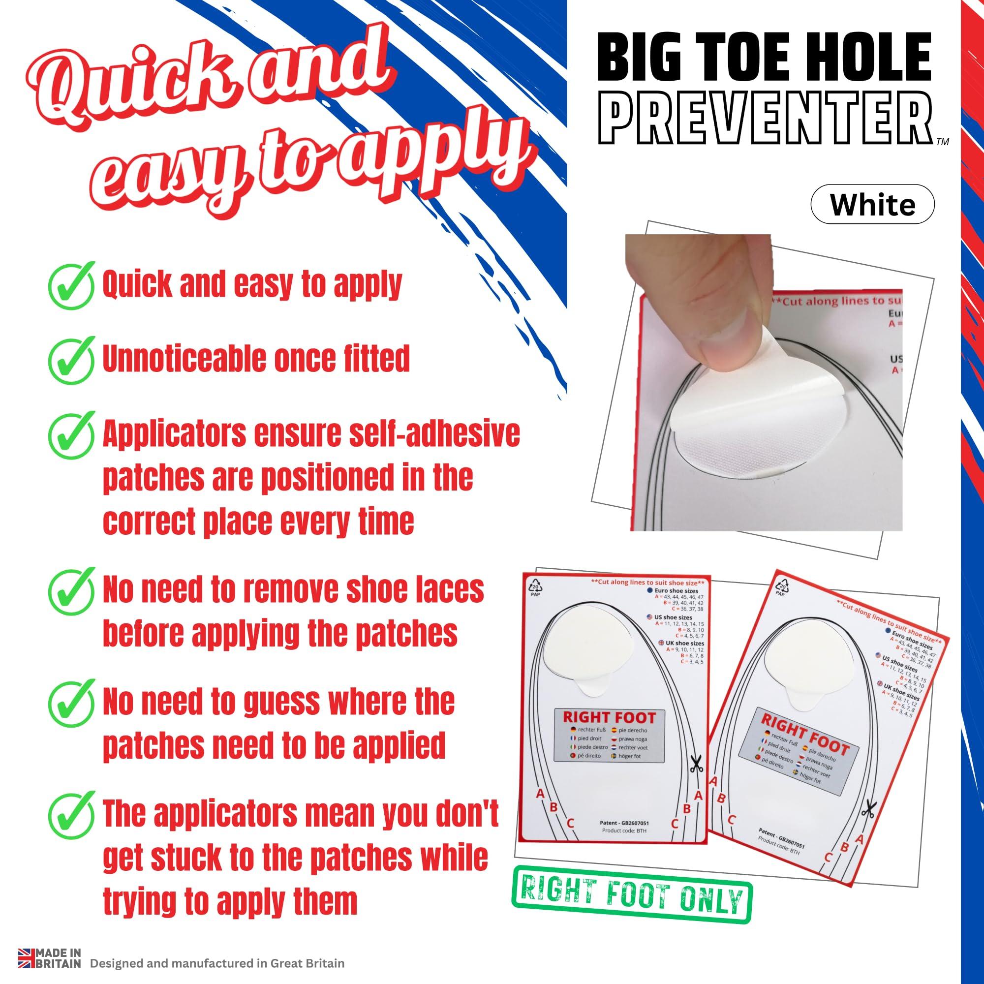 Trainer Armour Trainer Armour - Big Toe Hole Preventer, self-Adhesive Patches with a Clever applicator. Shoe Toe Burst Toe Box Blowout Prevention Insert, Toe Hole Area Repair Patch. for Running Shoes and Sneakers.