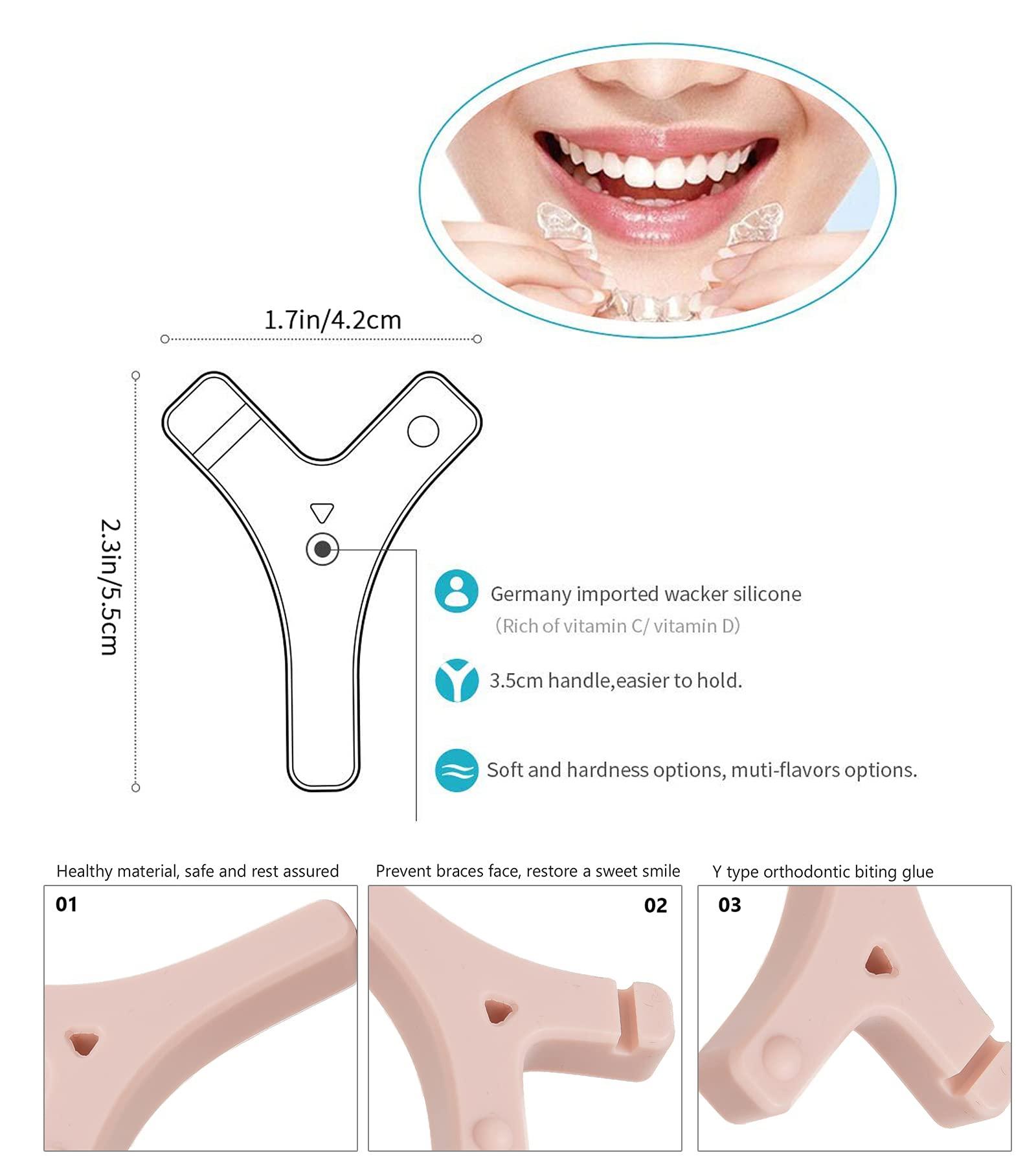 Zeenchoice Zeenchoice Orthodontic Aligner Chewies Dental Chompers Trays Seaters Multifunctional Y-shaped Orthodontics Chew for Clear or Metal Braces with Storage Case Help Correct Pink/Peach Scented flavor
