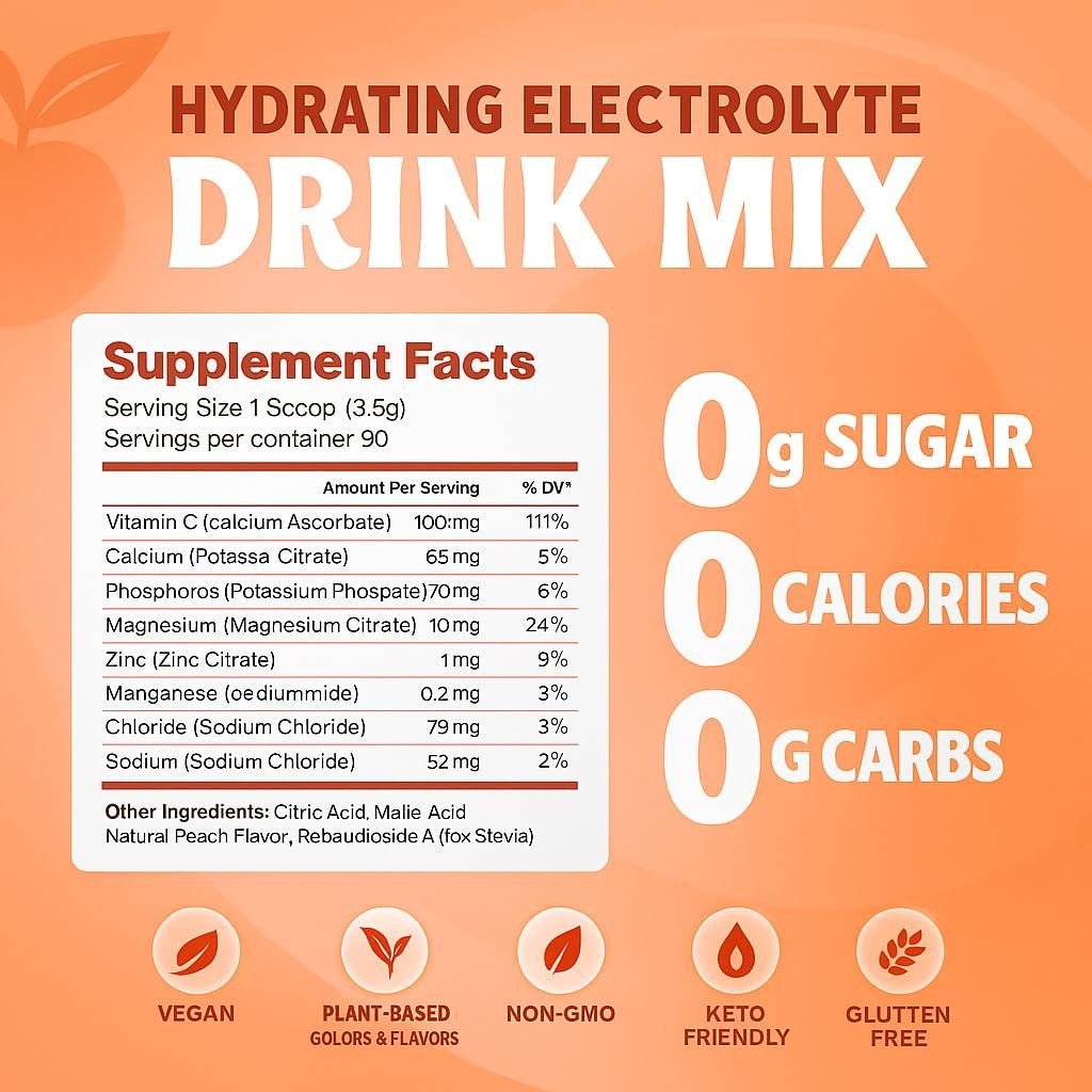 Vitalogix Naturals Vitalogix Naturals Electrolyte Powder | Sugar-Free Hydration Supplement | Keto Electrolytes for Energy & Muscle Recovery | Zero Sugar, Vegan, Gluten-Free | Rapid Rehydration & Electrolyte Drink Mix