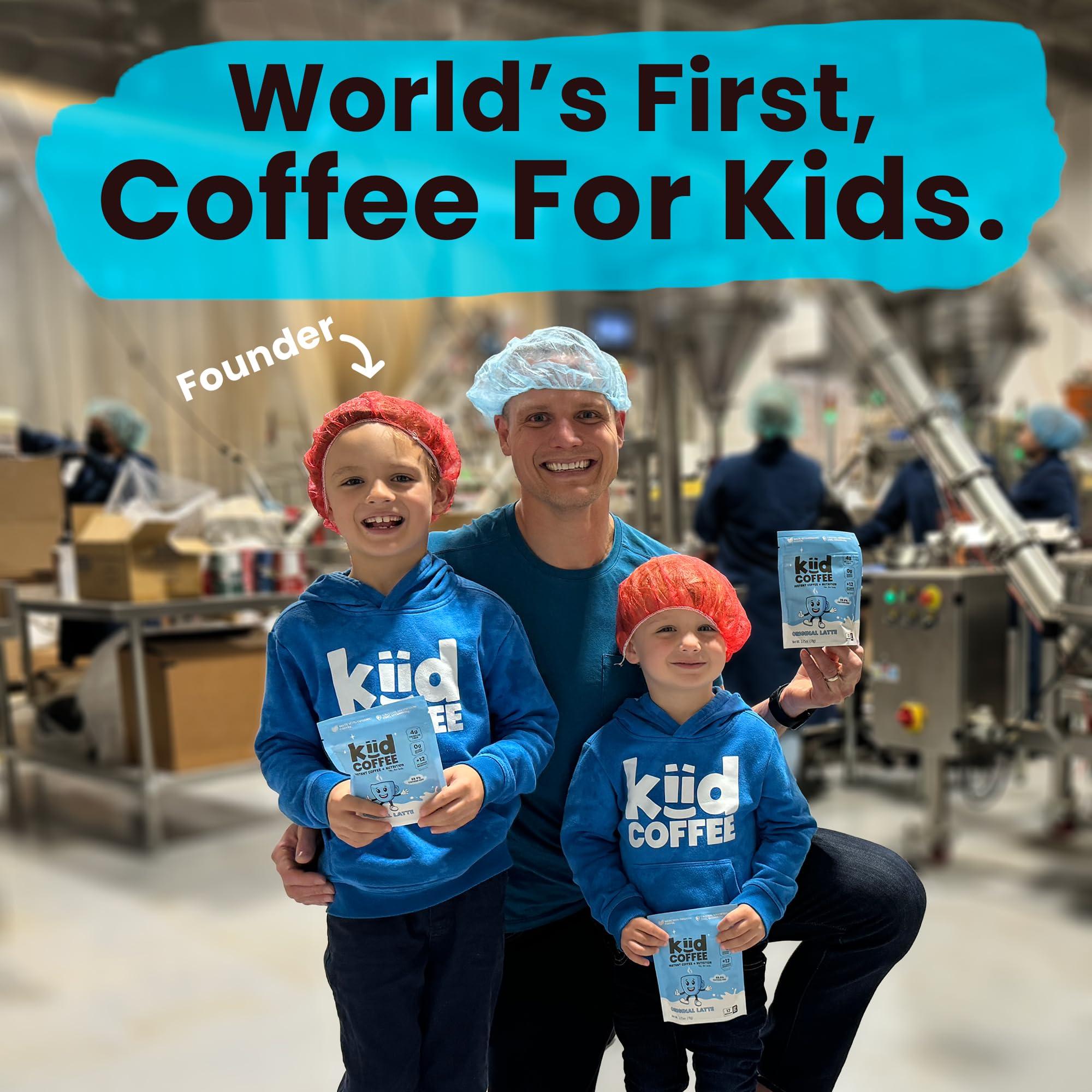 kiid Kiid Coffee Instant Latte - 99.9% Caffeine Free - Organic Decaf Coffee, 4g Fiber, 0g Sugar, 12 Vitamins & Minerals For Kids - Allergen Free & Vegan - Just Add Milk - Drink Hot or Cold (12 Servings)