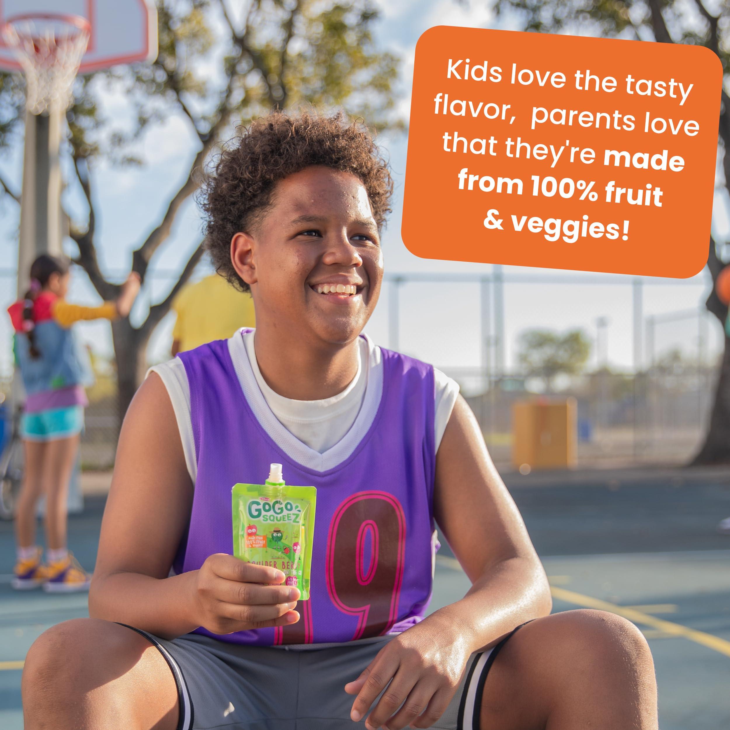 GoGo SqueeZ GoGo squeeZ Fruit & veggieZ Applesauce and Puree Variety Pack, Jurassic Pear, Roarrrr Berry & Prehistoric Peach, 3.2 oz (Pack of 20), Unsweetened Snacks for Kids, BPA Free Pouches