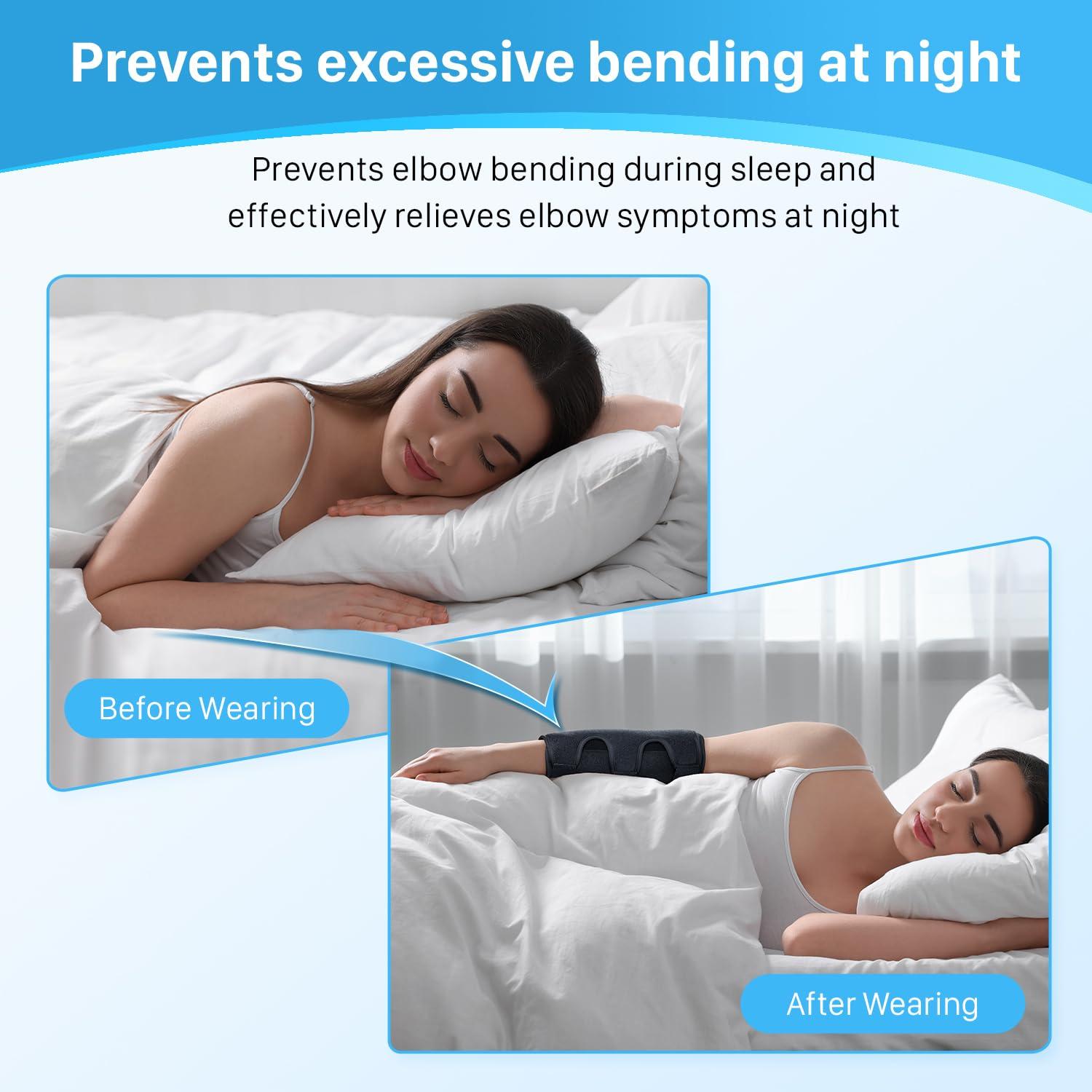 Sylong Elbow Brace Splint for Cubital Tunnel Syndrome, Ulnar Nerve Entrapment, Night Sleep Elbow Support with 3 Plates, Elbow Stabilizer for Tendonitis, Tennis Elbow, Elbow Pain Relief, Fit Men & Women-S/M