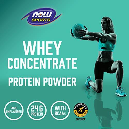 NOW NOW Sports Nutrition, Whey Protein Concentrate, 24 g With BCAAs, Unflavored Powder, 1.5-Pound