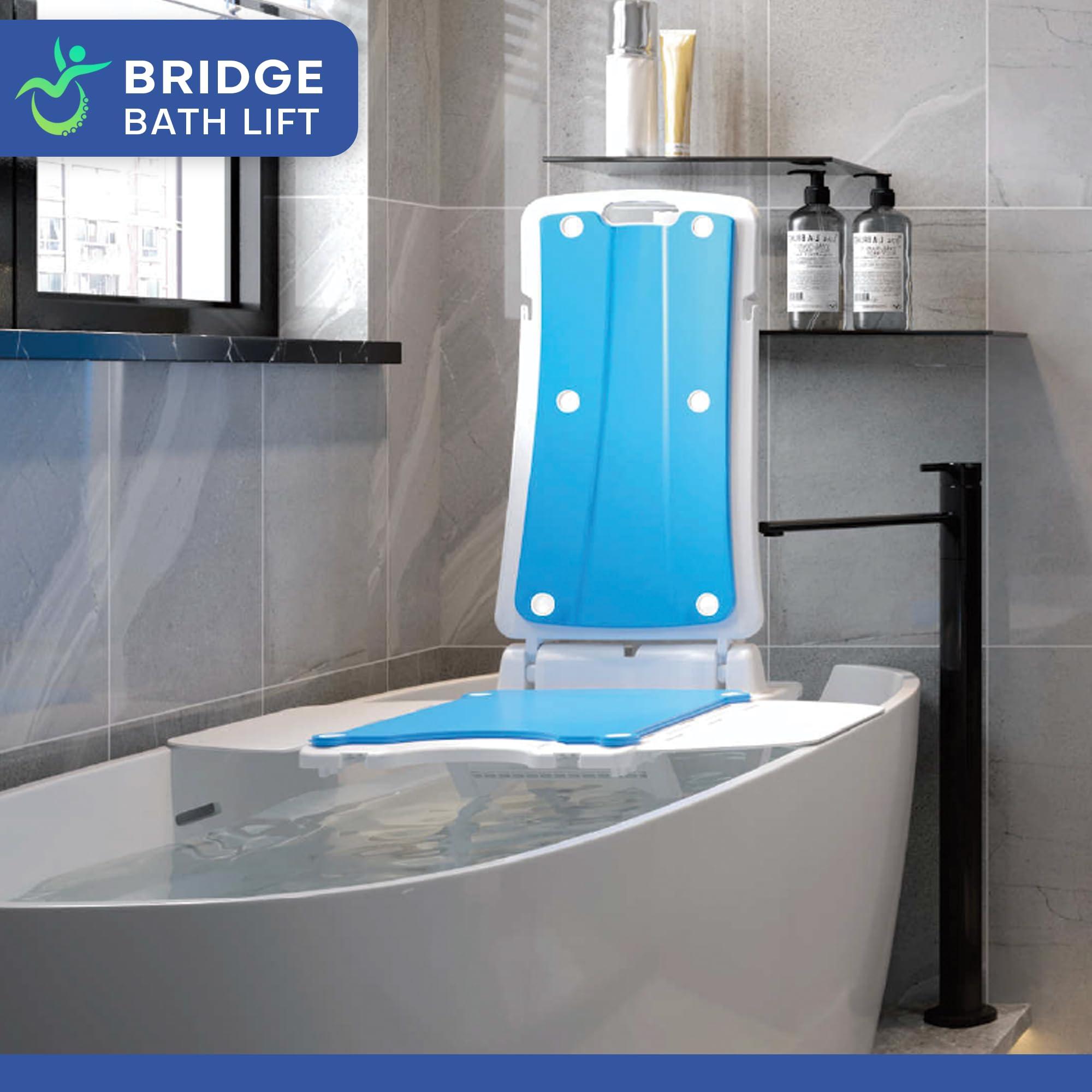Mobile Stairlift.com Mobile Patientlift Bridge Bath Lift Chair- Electric Powered Whisper Quiet Adaptive Medical Bathroom Shower Chair for Bathtubs and Bathing Bench Aid for Seniors, Disabled and Elderly