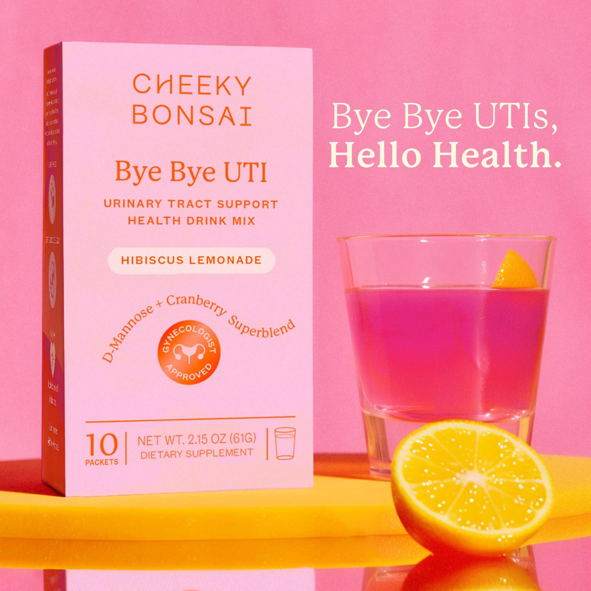 Cheeky Bonsai Cheeky Bonsai Bye Bye UTI Urinary Tract Support Health Powder Drink Mix | 10 Packets | Hibiscus Lemonade Flavor - Support Healthy Urinary Tract, Fast Acting, Simply Mix With Water