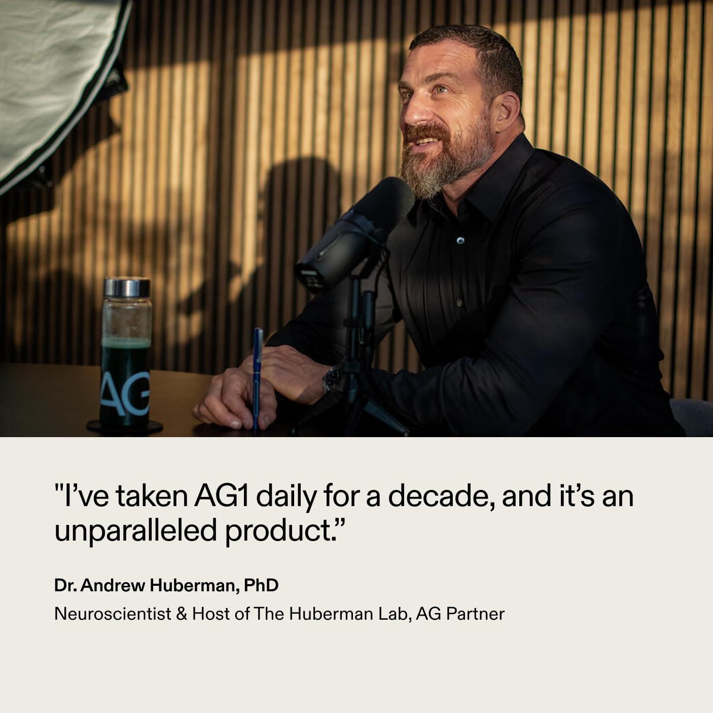 AG1 AG1 Greens Powder Supplement | Improve Gut Health | Multivitamin, Probiotic, Gluten Free, Vegan and Keto Friendly | Shaker & Scoop Included | 75 Vitamins (Athletic Greens), Classic Formula