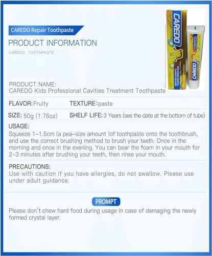 CAREDO Kids Hydroxyapatite Toothpaste for Reversing Cavities, Fluoride-Free Home Cavity Repair, Safe Toddler & Baby Toothpaste for Enamel Repair, Tooth Decay Repair Remineralizing Treatment Fruity 1Tube