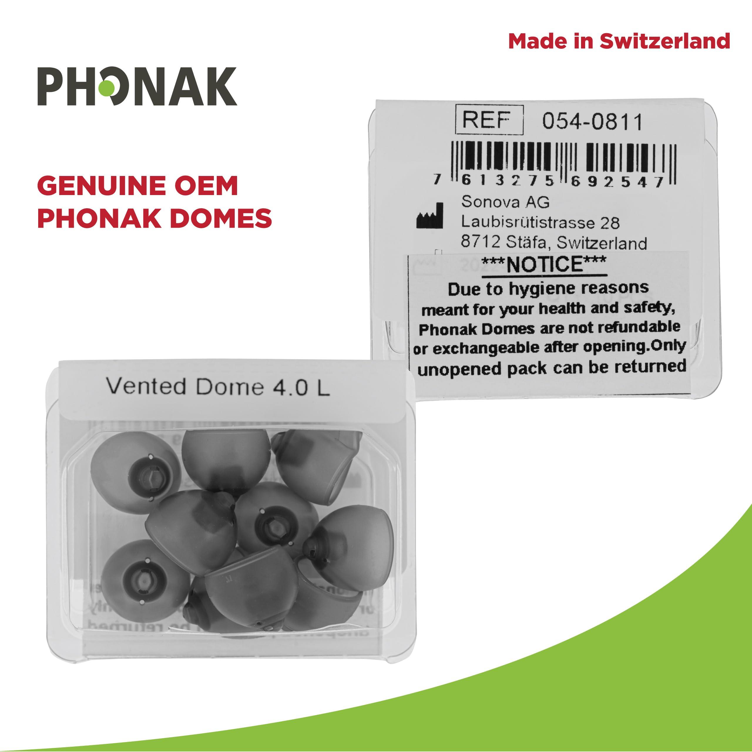 Otto Tech Phonak Vented 4.0 Dome Large (0.43 inch=11mm) 10 Domes, Genuine OEM Switzerland Replacement by Sonova, Hearing Aid Domes for Phonak Audeo Marvel Paradise Lumity Accessories -1 Pack/10 Domes Total