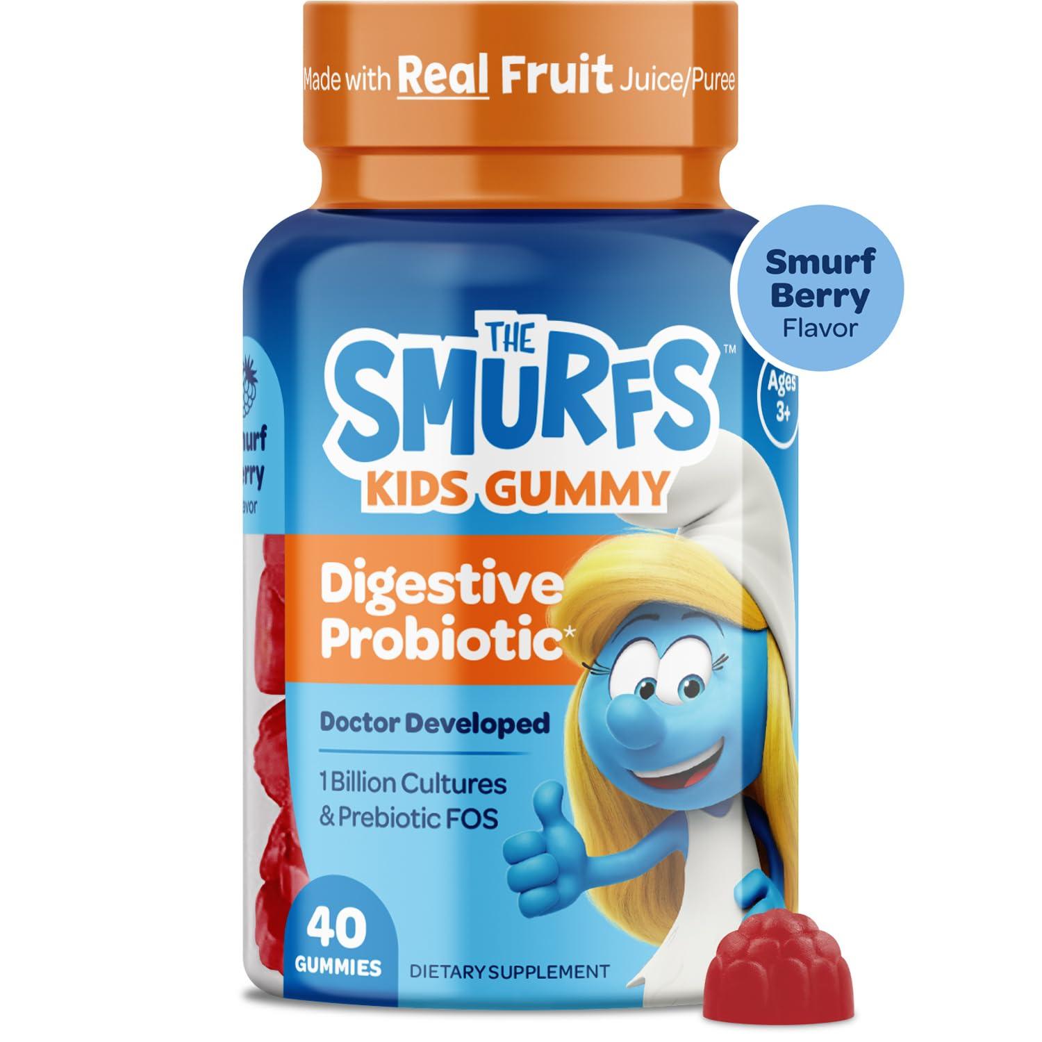 VITABURST Smurfs Pre and Probiotics for Kids Gummies | Kids Probiotics Gummies for Digestion and Immunity | Made with Real Fruit | Doctor Developed | Non-GMO and No Artificial Flavors or Colors | 40 Gummies