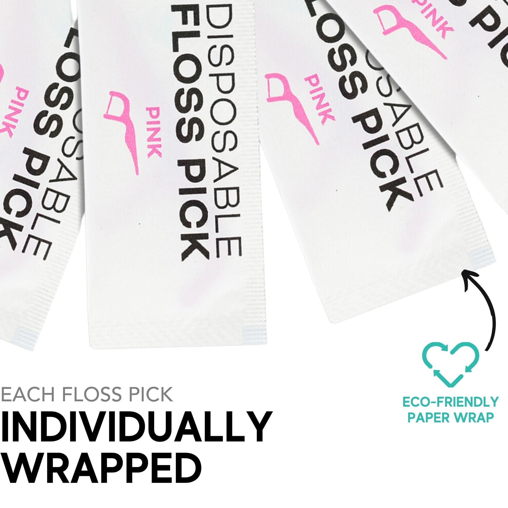 Avistar 150 Individually Wrapped Floss Picks - Pink Travel Floss Picks - Easy Grip Disposable Floss Picks - Dental Flossers for Teeth - Gently Removes Plaque & Food Particles Between Teeth