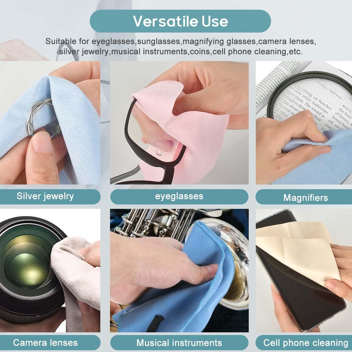 CONLI CONLI 12 Pack 20x20cm/8x8 Large Microfiber Cleaning Cloth for Eyeglasses Luxury Suede Glass Cleaning Cloth Glasses Cleaner for Eye Glass Lens Cleaning Gentle and Lint-Free