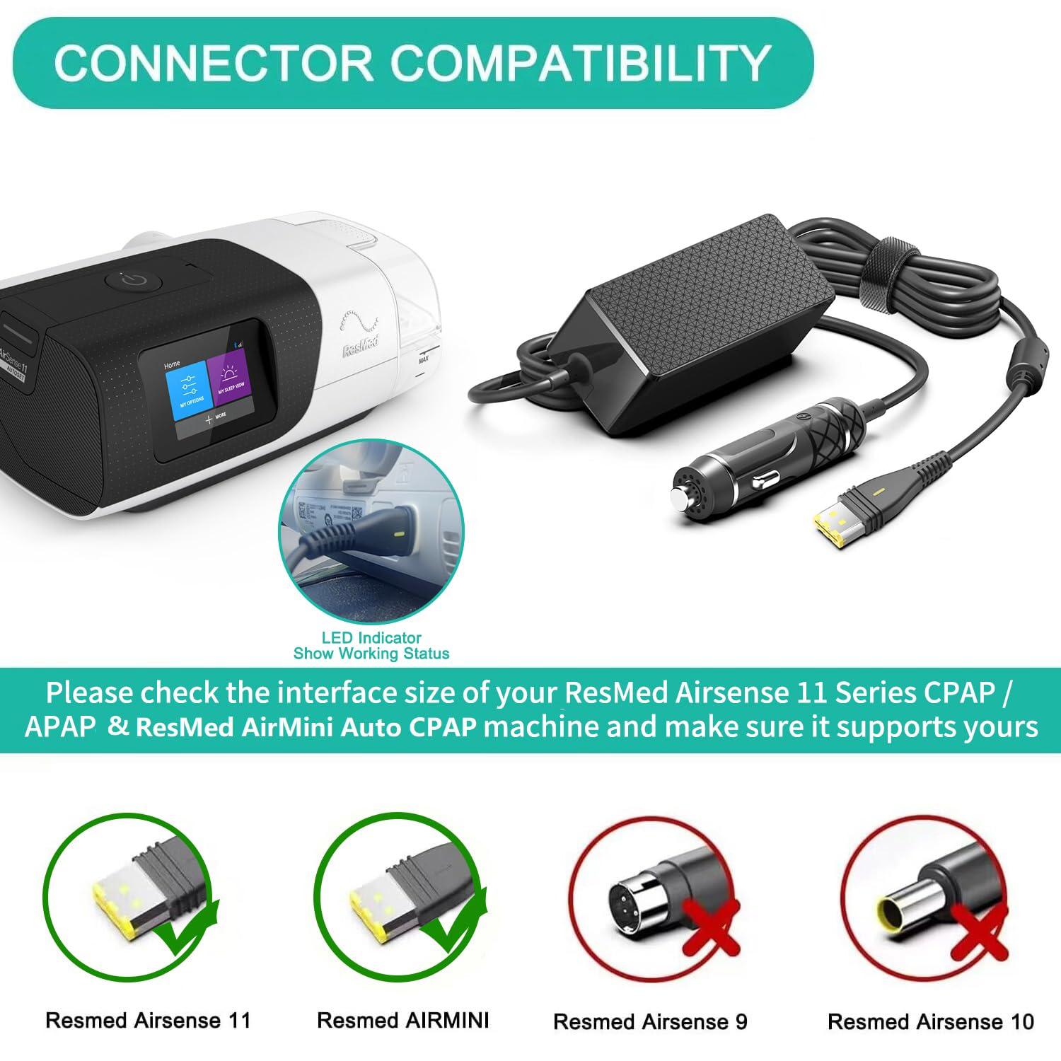 HKY HKY Replacement Resmed AirSense 11 DC Converter 12V-24V Car Charger DC Adapter for All Resmed AirSense 11 CPAP Machine AirSense 11 AutoSet/AirSense 11 Elite CPAP Power Cord Resmed Airsense 11 Supplies