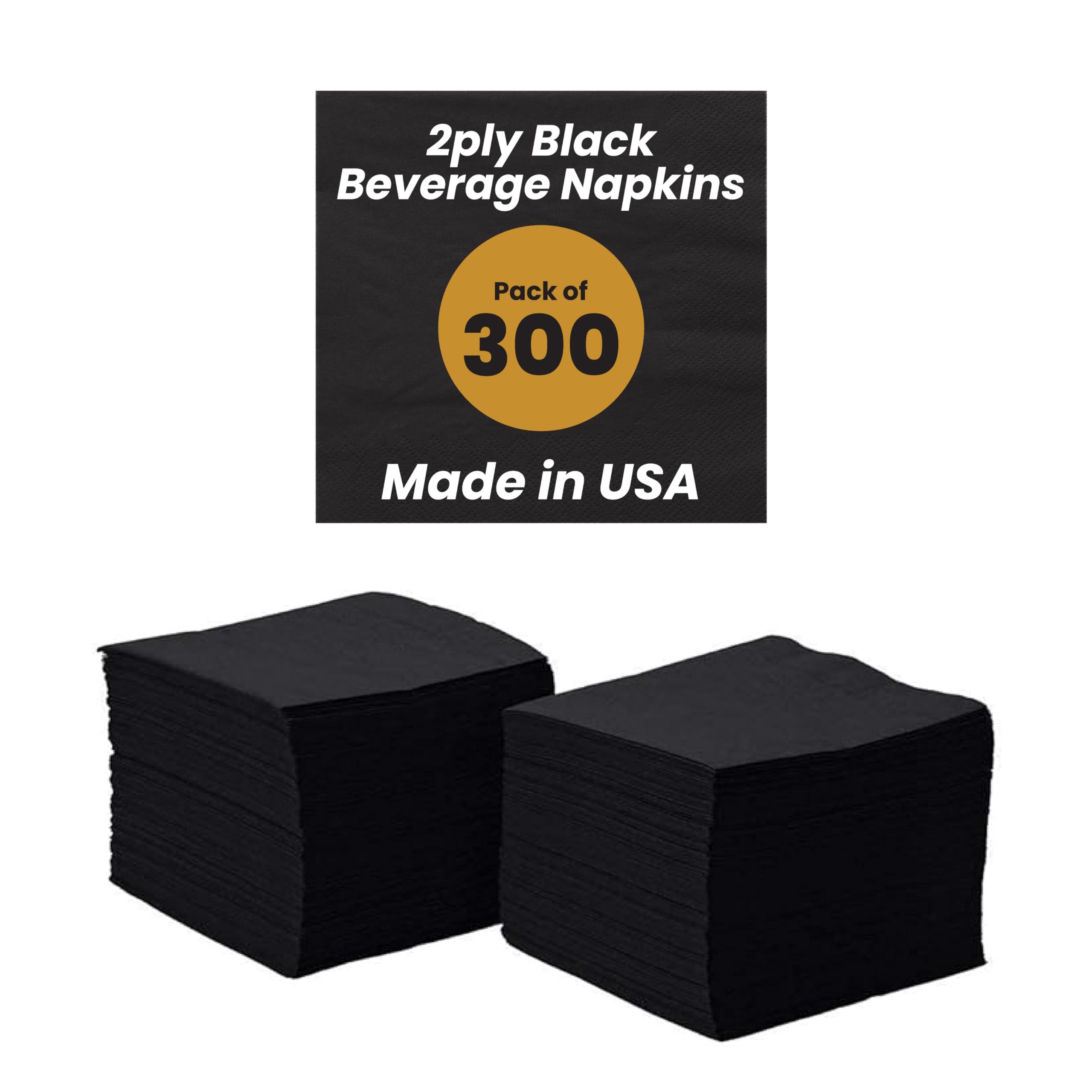 Perfectware Perfectware 2ply Black Beverage Napkins. 2Ply Cocktail Black Napkins. 10 x 10 Black Beverage Napkin., Pack of 300ct