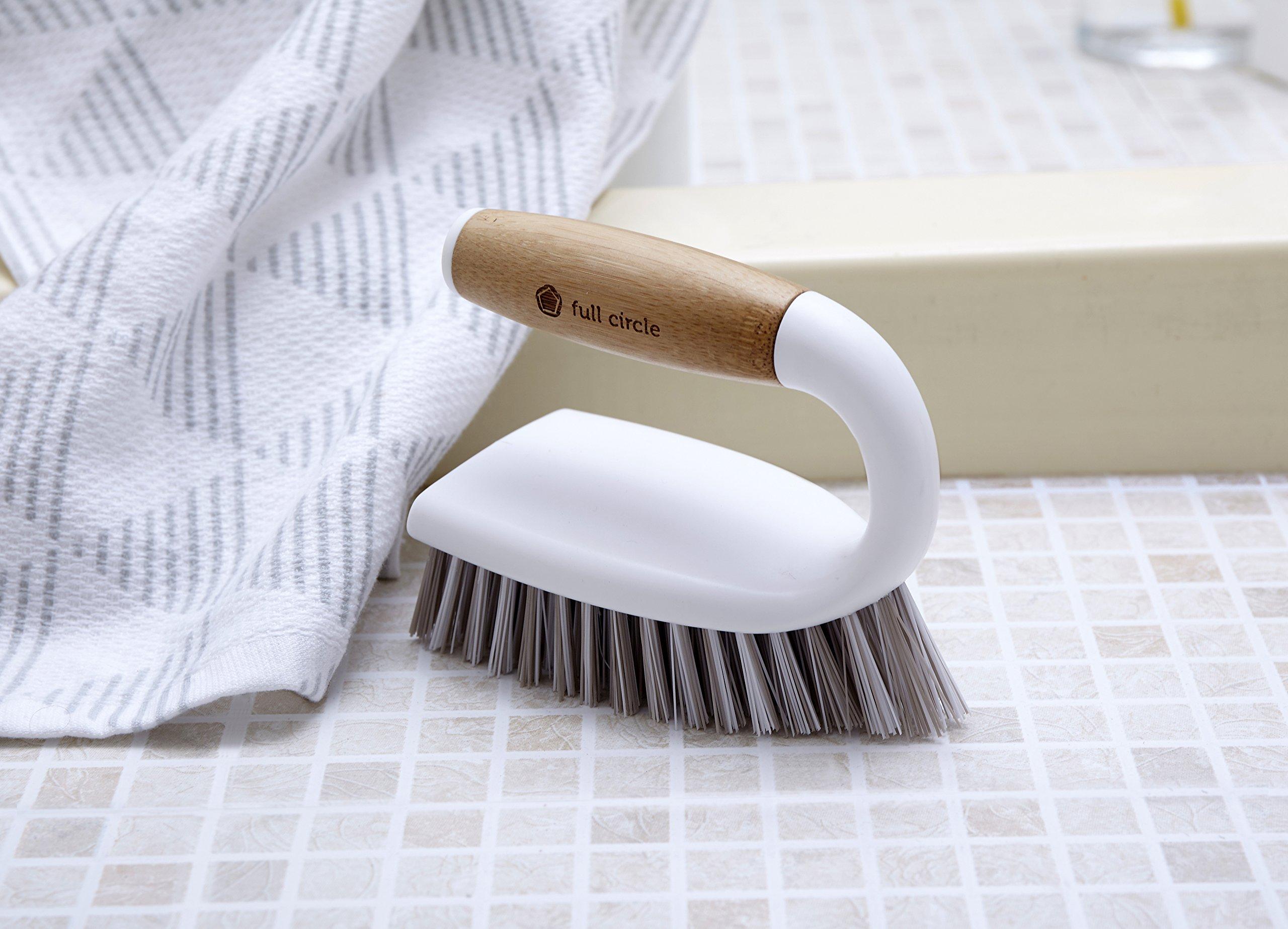 Full Circle Full Circle and Brush Set, White Tiny Team Mini Dustpan & Tough Stuff All-Purpose Scrub Brush, White 4.45\" x 5.12\" x 3.82\"
