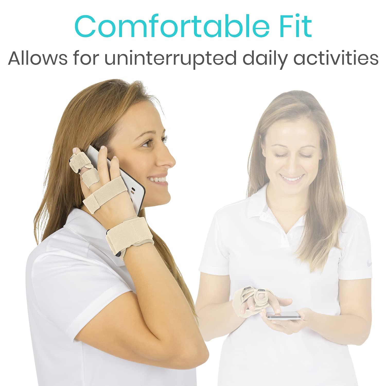 Vive Vive Trigger Finger Splint - Full Hand and Wrist Brace Support - Adjustable Locking Straightener - Straightening Immobilizer Treatment For Sprains, Mallet Injury, Arthritis, Tendonitis (Beige)