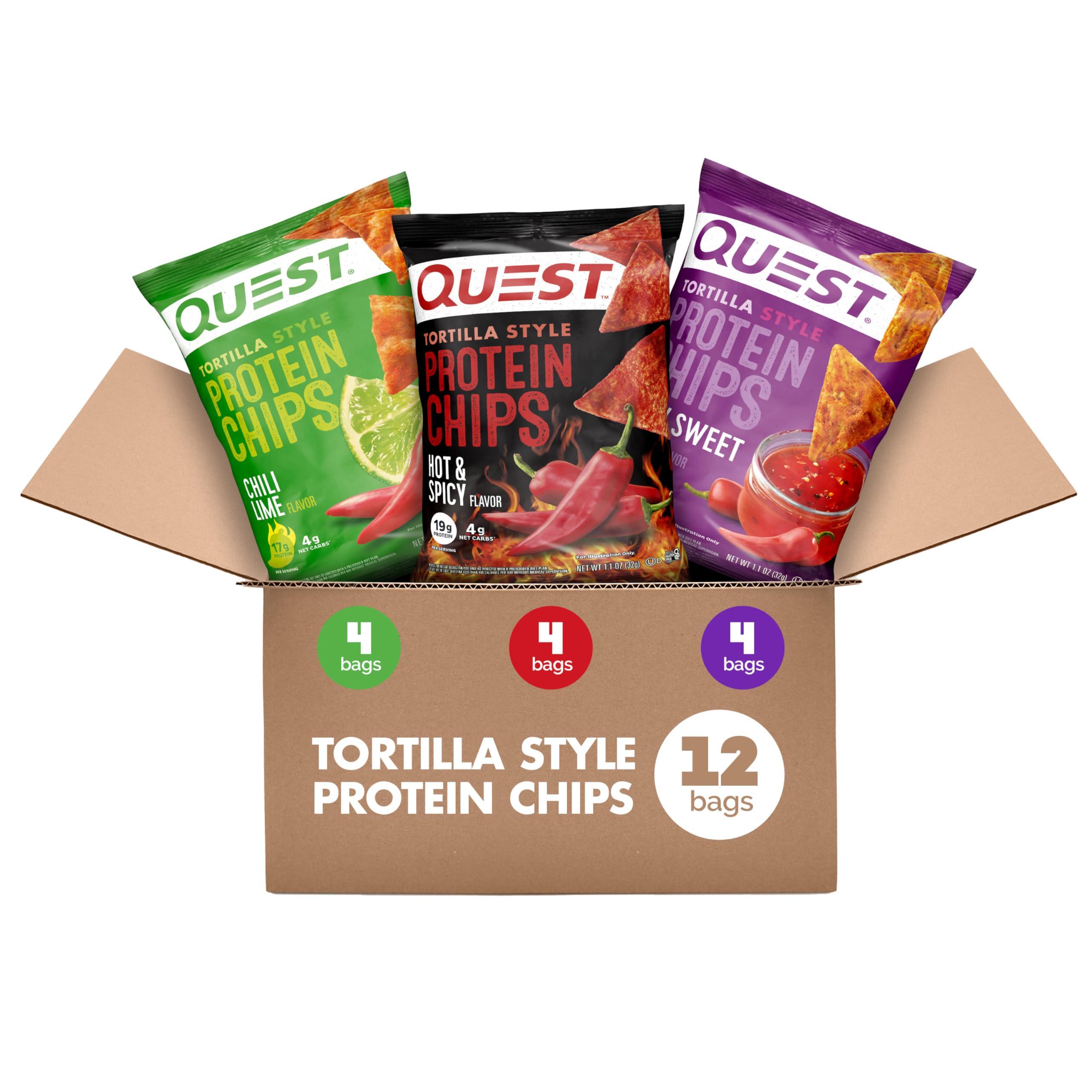 Quest Nutrition Quest Nutrition Tortilla Style Protein Chips, Spicy Variety Pack, Chili Lime, Hot & Spicy, & Spicy Sweet Chili, 12 Count (3 Each Flavor)