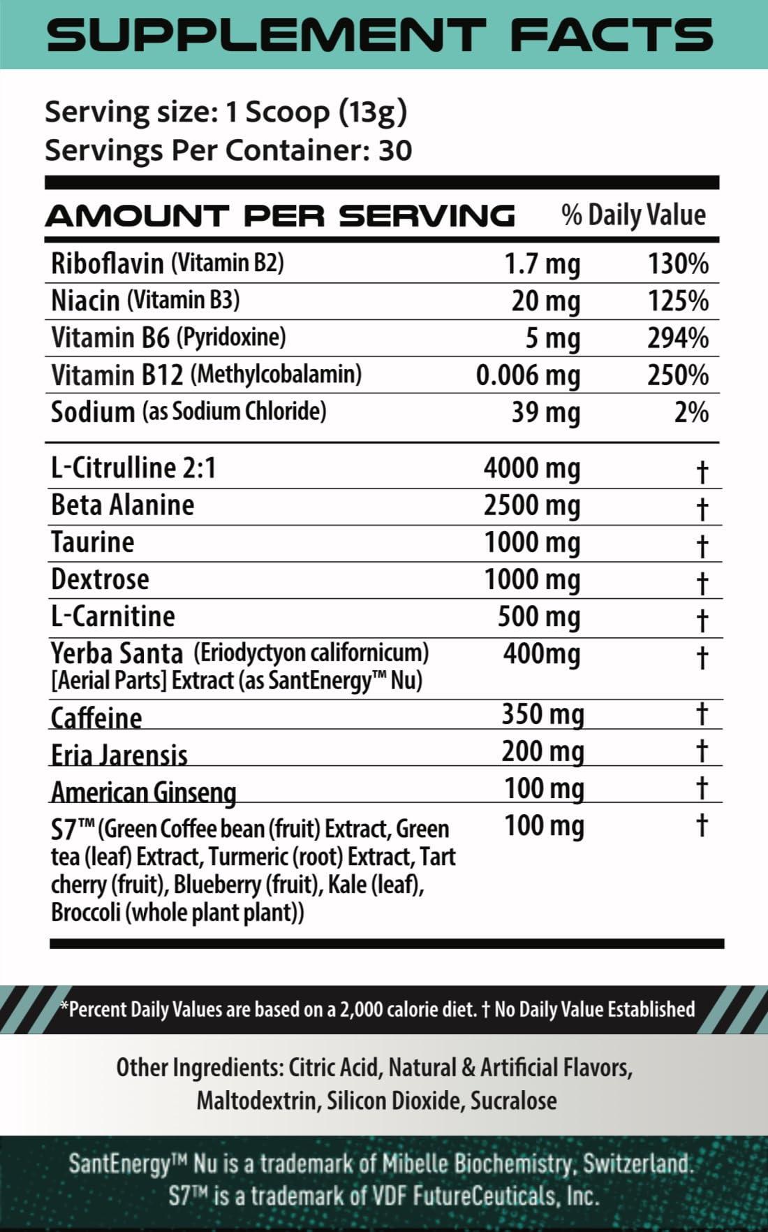 A&P Formulations A&P Formulations Raptor Pre-Workout Powder for Men & Women/Pump, Energy, Performance/ 350mg Caffeine /100mg S7/400mg Yerba Santa/Citrulline+ Beta Alanine/ 30 Servings (Sunshine Cocktail)