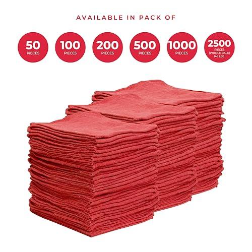 generic Ocean Towels Cotton Red Shop Towels Pack of 50 Rags Durable Quality Cleaning Cloths - Shop Rags Reusable Cleaning 100% Cotton Size 15x15 Highly Absorbent - use for Shop, Home, Auto & Garage