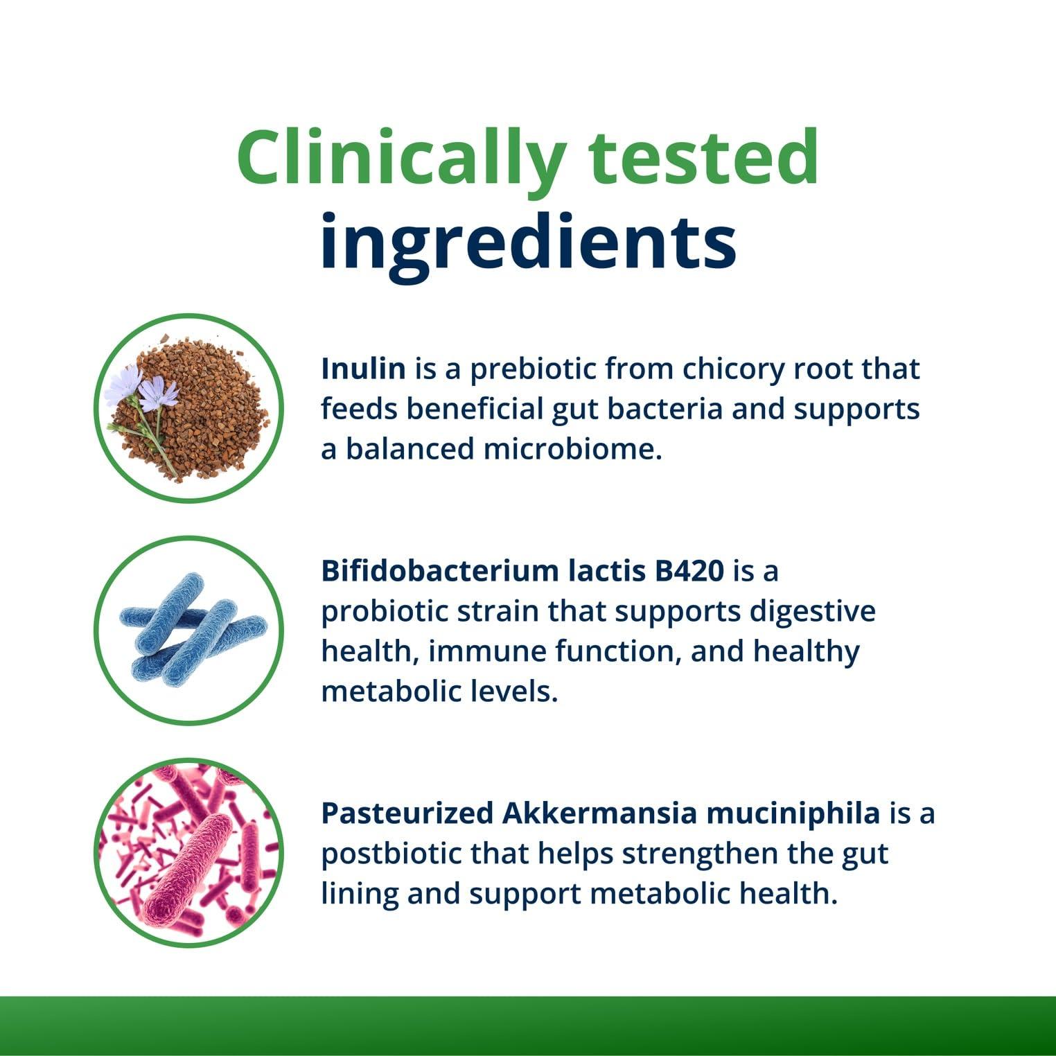 Metagenics Metagenics UltraFlora Triplebiotic with Akkermansia- Digestive Supplement for Gut Health & Gut Barrier Function* - Contains Prebiotic, Probiotic & Postbiotic - 30 Capsules