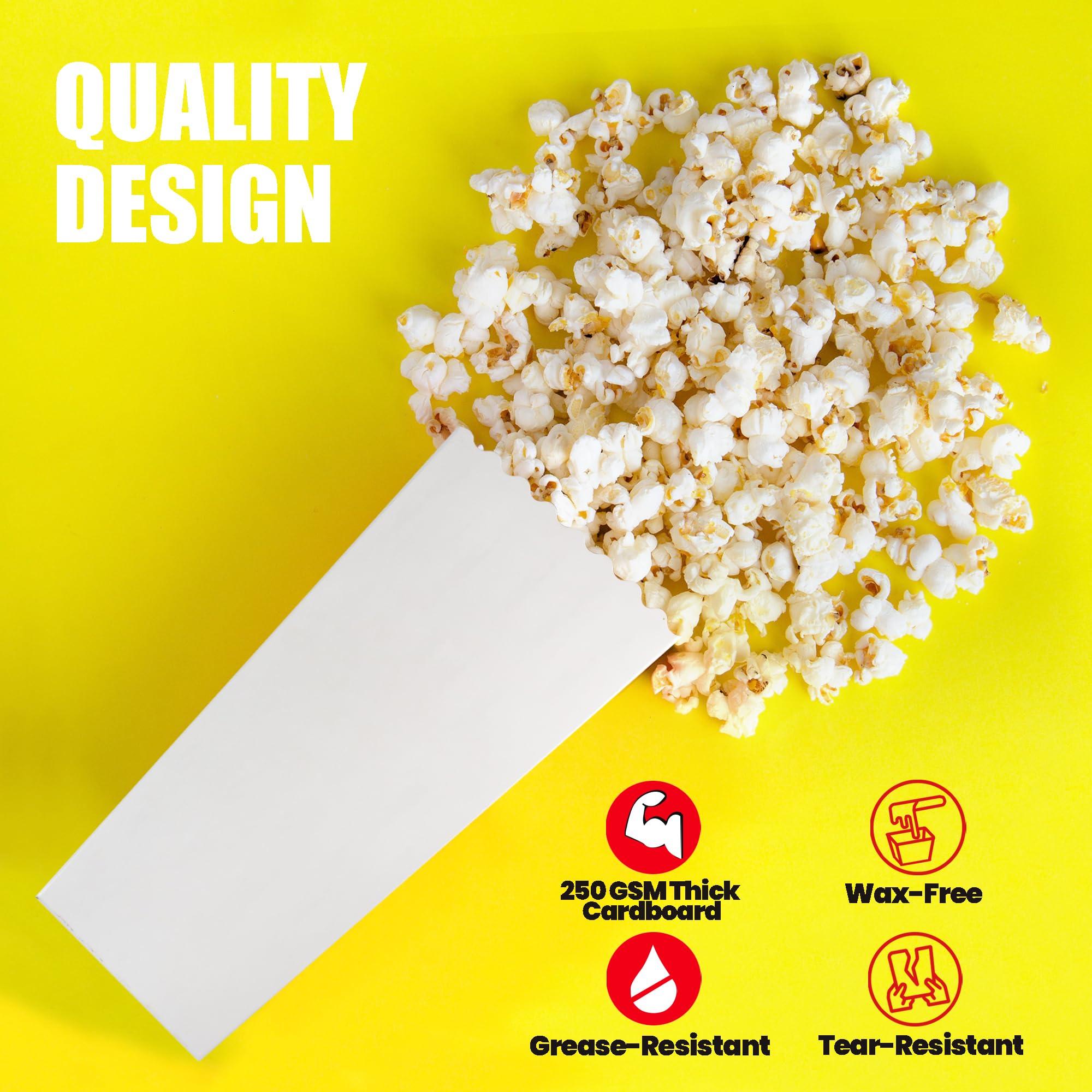 Novelty Place Novelty Place 12 Pcs White Popcorn Boxes, 46 oz White Cardboard Popcorn Container for Movie Night Party - 7.8" Tall x 3.9" Square
