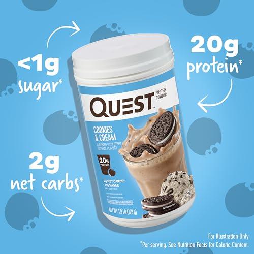 Quest Nutrition Quest Nutrition Cookies & Cream Protein Powder; 20g Protein; 1g Sugar; Low Carb; Gluten Free; 1.6 Pound; 24 Servings