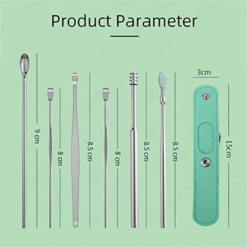 PIPLYKI The Most Professional Ear Cleaning Master in 2023 - Ear Cleaner Tool Set, Earwax Cleaning Tool 6-Piece Set with PU Leather, Spiral Design Stainless Steel Earwax Removal Kit (Purple)