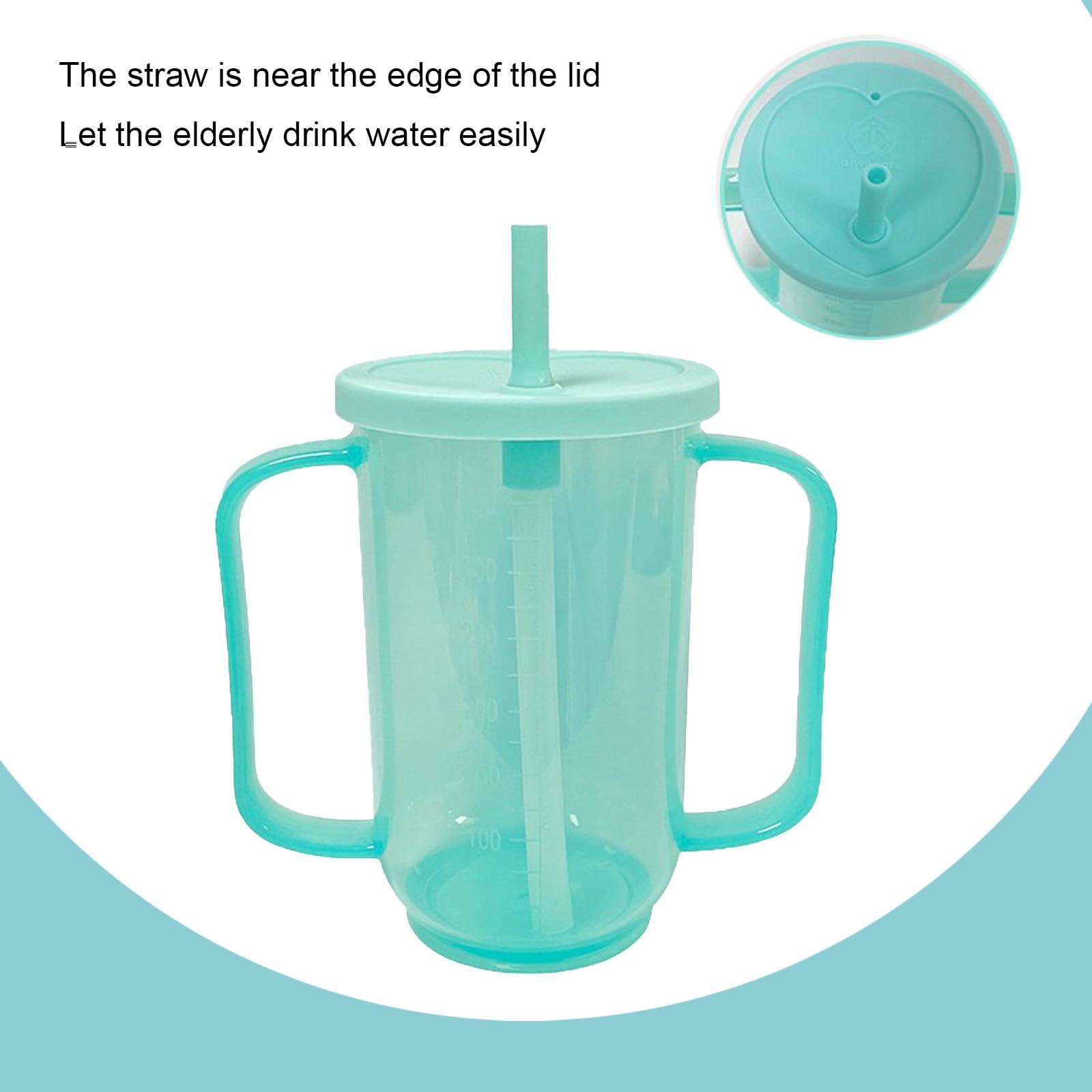 Qancesd Qancesd Adult Sippy Cups for Elderly 12oz Sippy Cup with 2 Handles No Spill Cups for Adults Straw Cups Dysphagia Cups for Disabled Patients