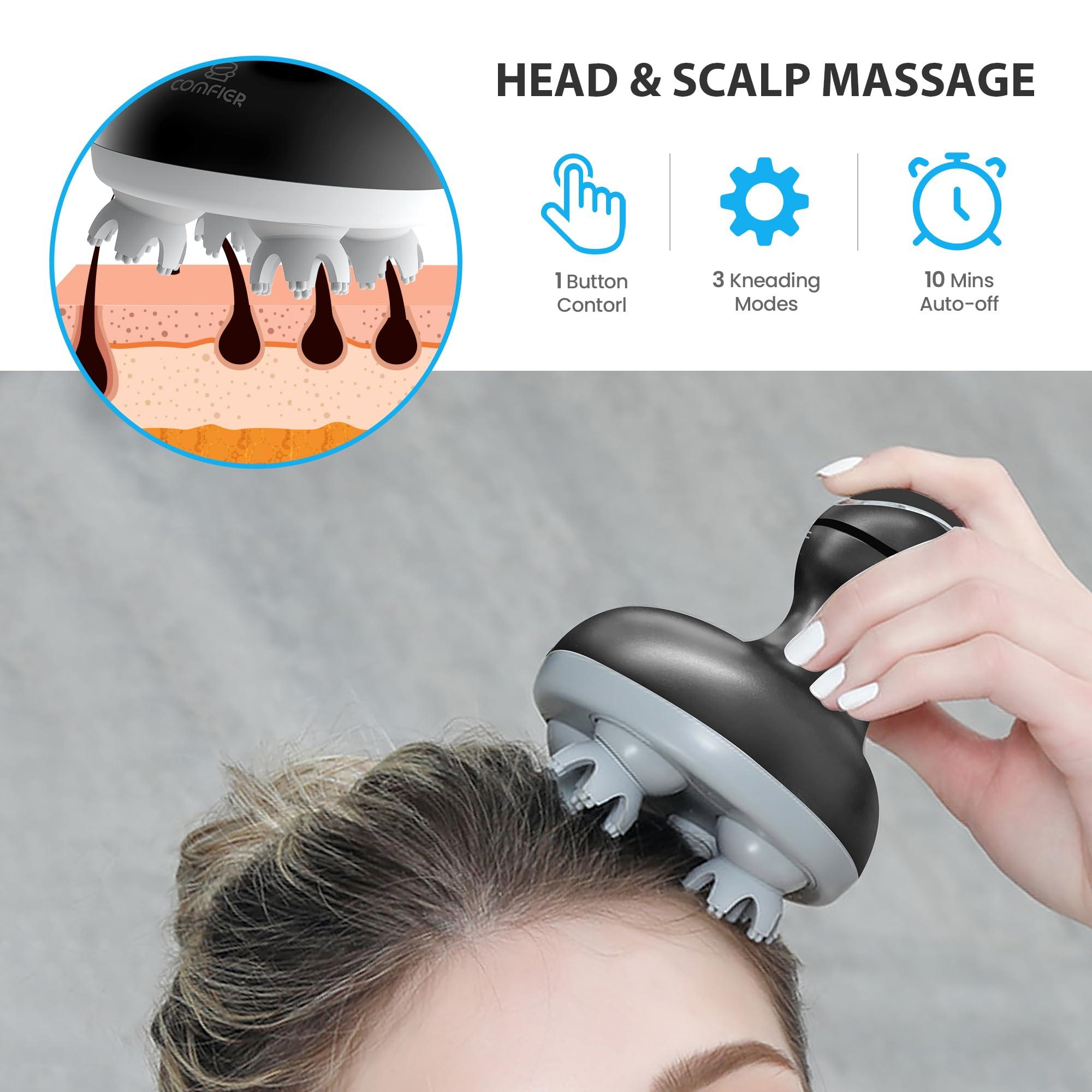 COMFIER COMFIER Electric Scalp Massager Hair Growth, Cordless Head Massager Scalp Stress Relax, Waterproof Handheld Hair Scratcher with 84 Silicone Nodes, Gift for Men Women