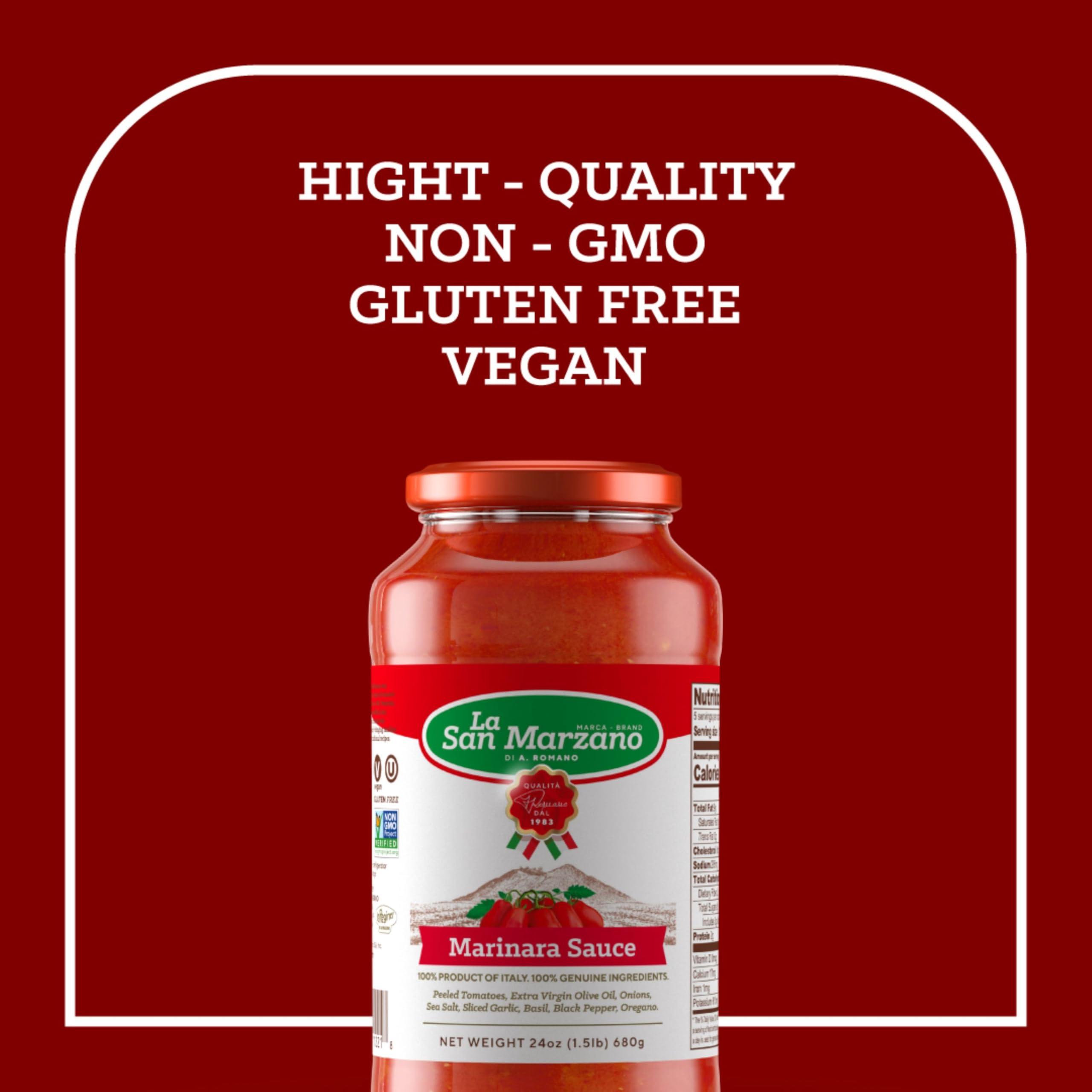 LA SAN MARZANO DI A. ROMANO MARCA BRANDROMANO La San Marzano - Marinara Sauce - Pasta Sauce with 100% Italian Tomatoes Made in Italy - Peeled Tomatoes with Fresh and Natural Ingredients Non GMO Tomatoes, Vegan, Gluten Free, Kosher, Mediterranean Diet 24 Ounce Jar