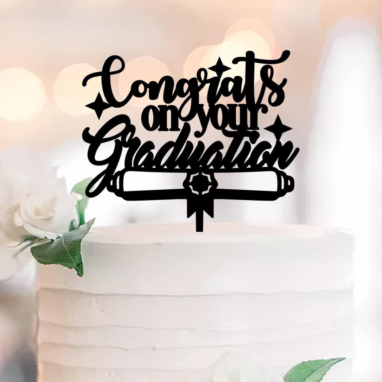 lutieger Graduate Cake Topper Congrats on Your Graduation For High School Graduation Cake Decorations Cake Topper Graduation Hat Graduation Gifts For Him/Her For Son/Daughter Acrylic Black