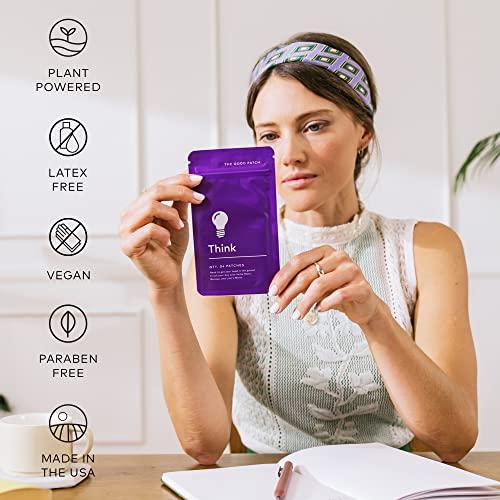 The Good Patch The Good Patch Think Patch, Natural Patch with Caffeine, Yerba Mate, Bacop, Lion\'s Mane, Plant Powered Wearable Wellness, Focus Patches, Sustained Release (16 Total Patches)