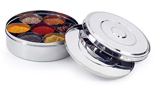 PARIJAT HANDICRAFT Stainless Steel Spice Box with Double Lid