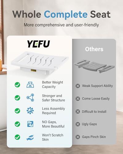 YEFU Elderly Shower Chair for Inside Shower: Shower Stool Waterproof Plastic White Small for Shaving Legs Bathtub Small Spaces - Shower Bench Seat for Adults Seniors Disabled