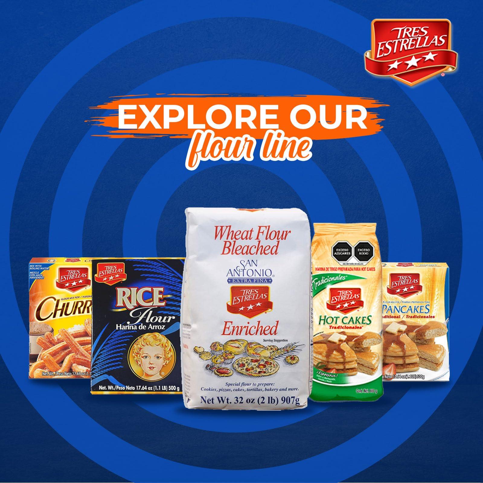 Tres Estrellas TRES ESTRELLAS, Harina preparada para Churros, Homemade, Churro Mix, Rpida y Fcil de Hacer, 17.6 oz, Pack de 12