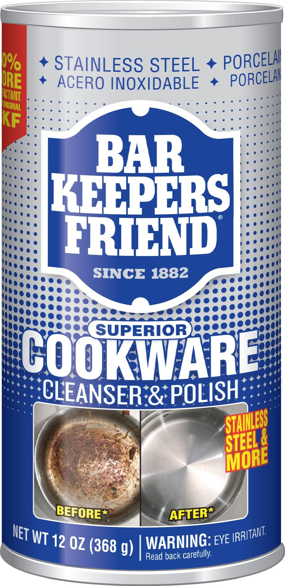Bar Keepers Friend Bar Keepers Friend Cooktop Cleaner (13 oz) Multipurpose Liquid Stovetop Cleanser + Cookware Cleanser & Polish (12 oz) Stainless Steel Cleaner & Degreaser for Pots, Pans, Bakeware & Grills