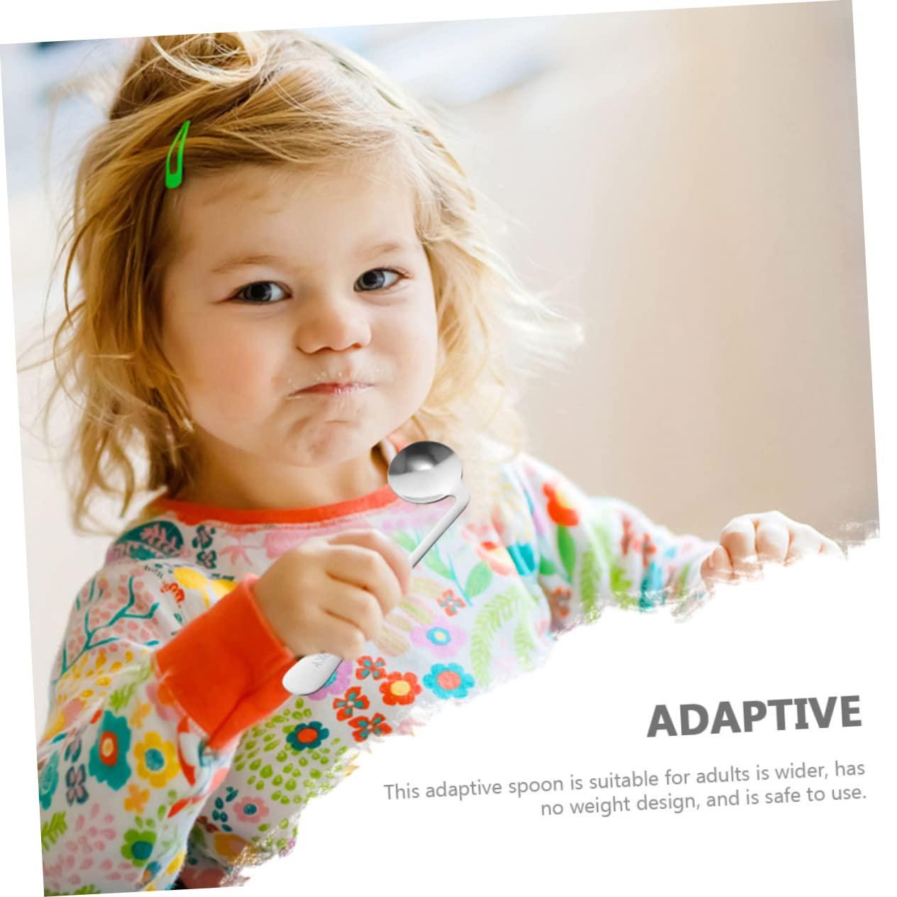 Anneome 2pcs Elderly Eating Spoon Angled Eating Spoons Swivel Spoon Adaptive Silverware Compact Elderly Utensils Right Handed Spoon to Rotate Household Products Stainless Steel Bendable