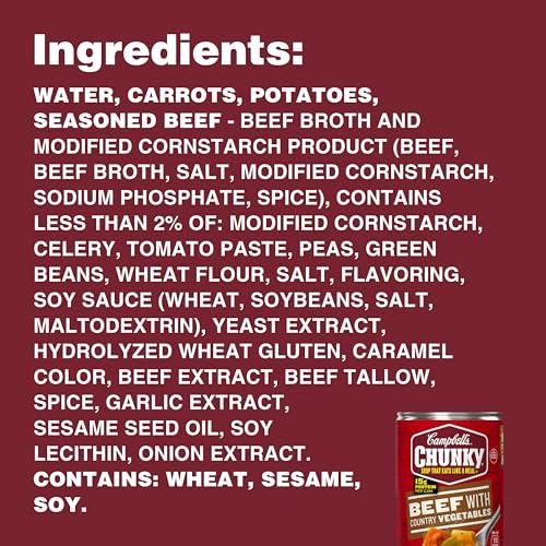 Campbell\'s Campbells Chunky Soup, Beef Soup with Country Vegetables, 18.8 Oz Can