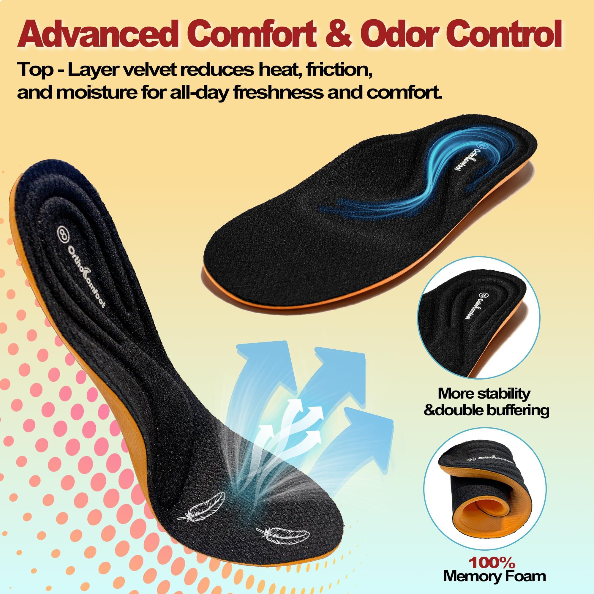 OrthoComfoot OrthoComfoot Plantar Fasciitis Insoles for Women Men, 240LBS High Arch Support Heavy-Duty Orthotic Inserts, Relief for Plantar Fasciitis, Knee Pain, Flat Feet-Comfort Gel Cloud Insole for 11Women/9Men