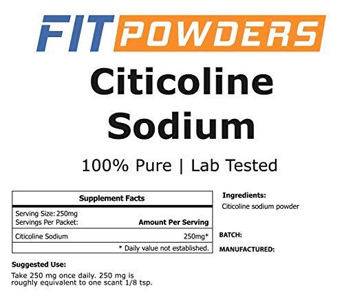 FitPowders FitPowders Citicoline Powder, CDP Choline Powder 100% Pure with Scoop, Non-GMO, Cognitive Supplement for Memory and Learning (100 Grams)