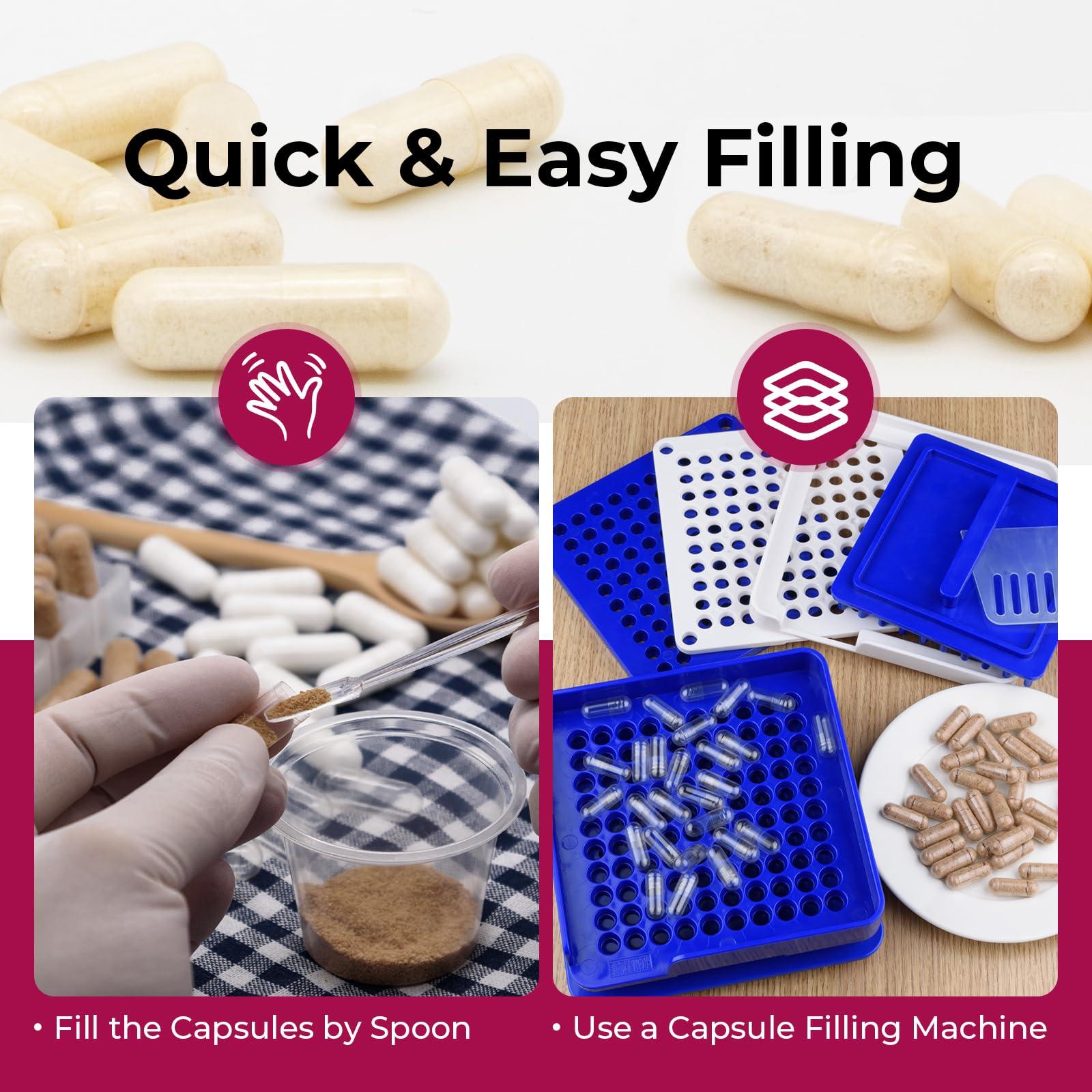 ATLEMISME ATLEMISME Empty Gelatin Capsules Size 000 - Gelatin Capsules Empty (1000 Count) Empty Capsules DIY Gelatin Capsule Filling - Gel Capsules Empty Caps with 2 Micro Lab Spoons for Capsule Filling