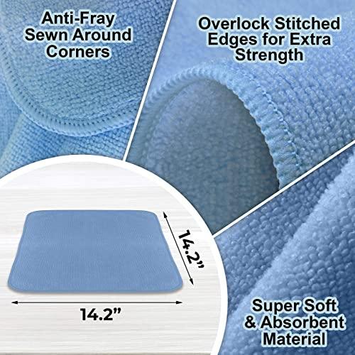 VibraWipe VibraWipe Microfiber Cleaning Cloth, 16 Pieces Large Size 14.2"x14.2", Trap Dust, Dirt and Pet Dander in Split Fibers. Absorb up to 5X Their Weight in Liquid – Machine Washable, Reusable and Lint-Free