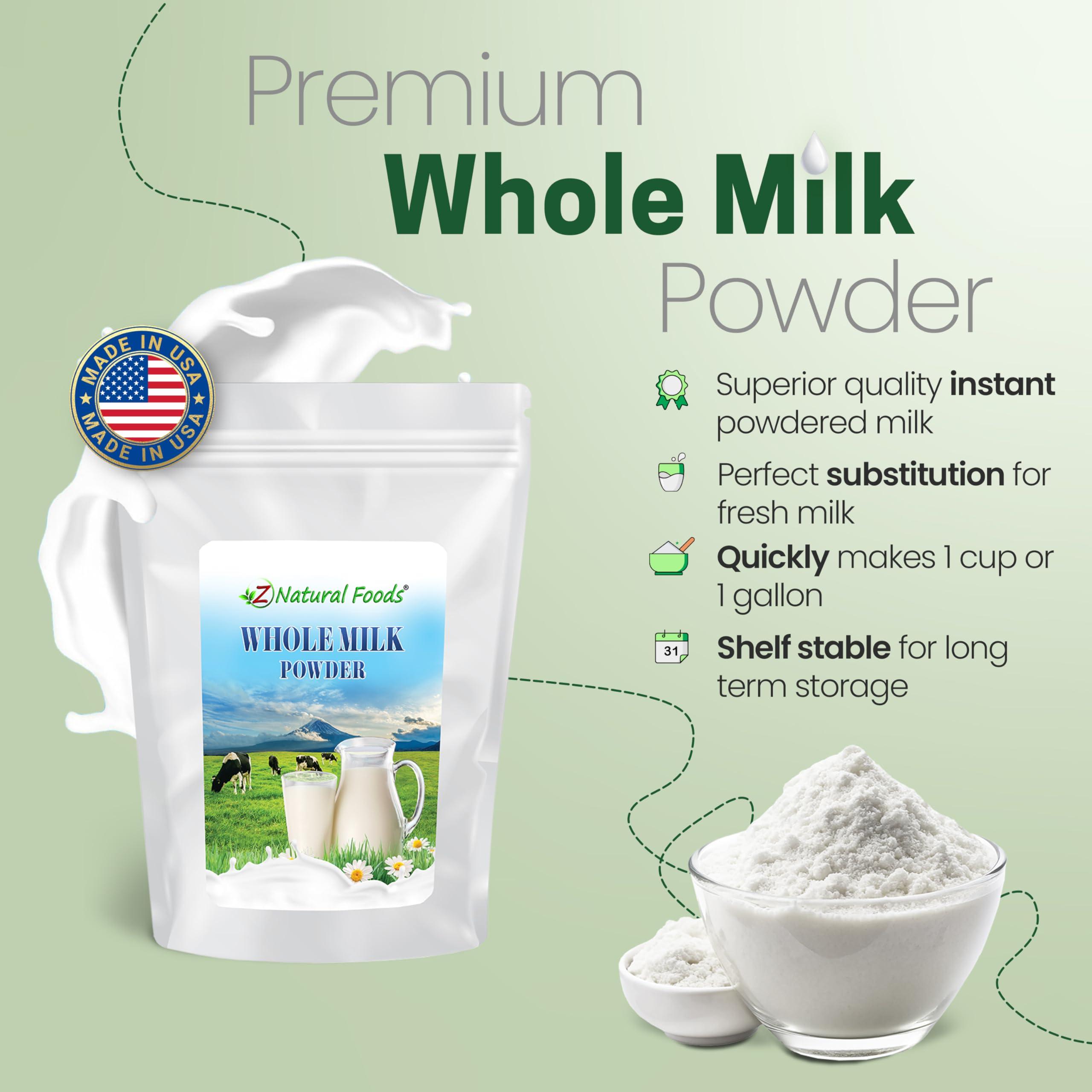 Z Natural Foods Z Natural Foods Premium Whole Milk Powder - Powdered Milk for Baking, Cooking, Drinks - Dry Milk Powder, Pasteurized, Non-GMO, Gluten-Free, Kosher-Certified, 55 lbs