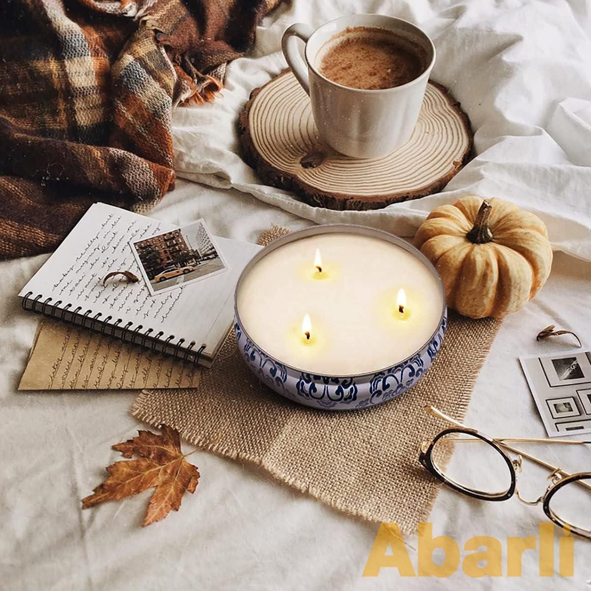 Abarli Citronella Candle Outdoor Large 3 Wick 13.5oz Soy Wax Candle with Lid for Patio Porch, 75 Hour Burn