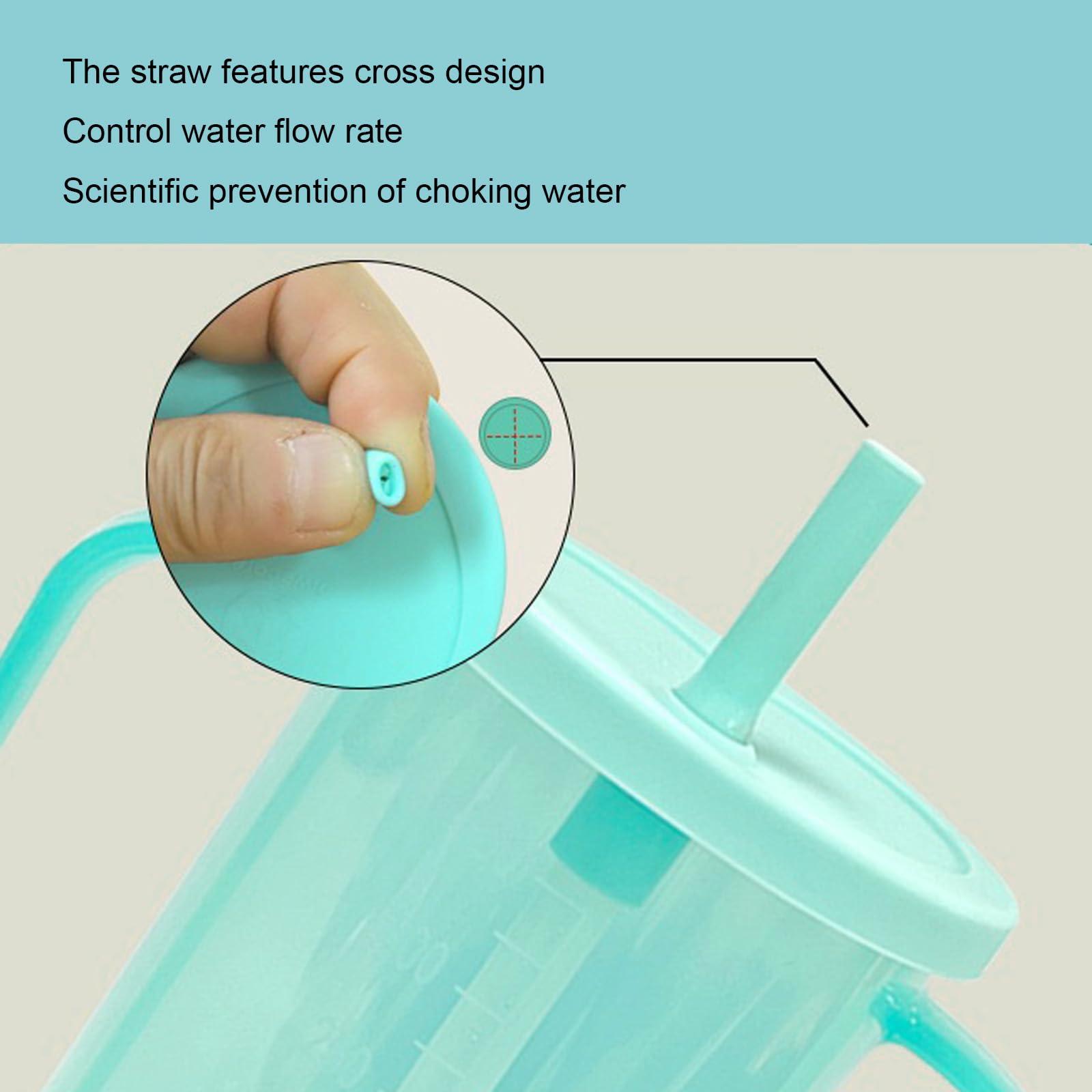 Qancesd Qancesd Adult Sippy Cups for Elderly 12oz Sippy Cup with 2 Handles No Spill Cups for Adults Straw Cups Dysphagia Cups for Disabled Patients